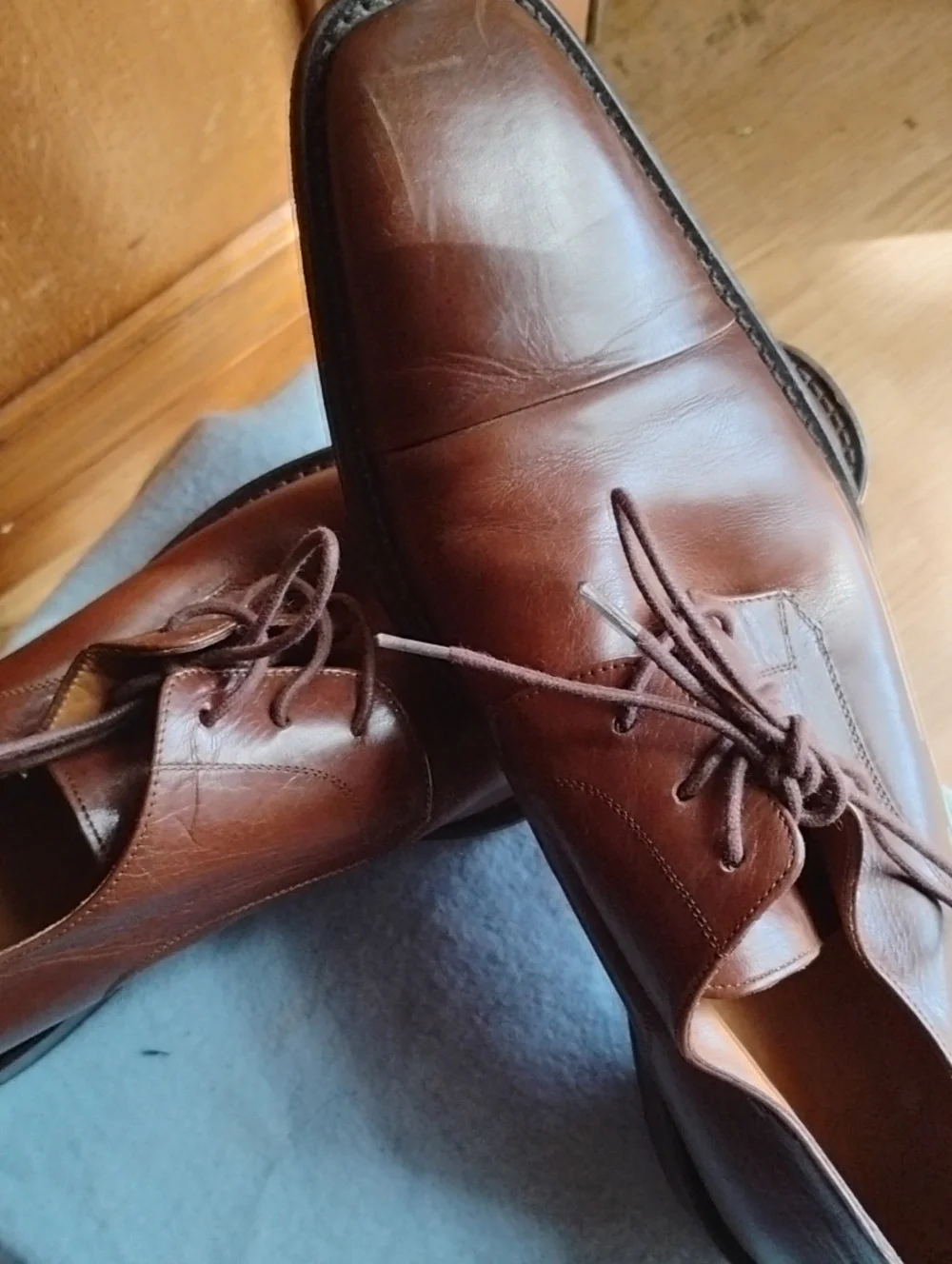 Zara Men's Brown Leather Derby Shoes
